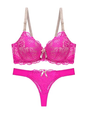 YCBENYANG Lingerie For Women Sexy Side Sexy Panty and Adjustable Strap Underwire Bra Outfits Fashion Lingerie Sets Underwear Pink