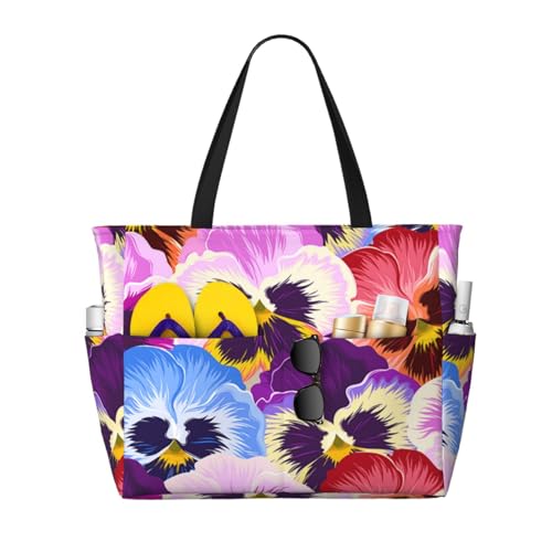 Sac de plage Pensées grand sac fourre-tout pour les journées d'été en bord de mer