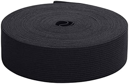 Trimming Shop 32mm (1.25 Inch) Wide Flat Elastic Band, Stretchable Waistband Tape Elastic Cord for Sewing Clothing, Garments, Dressmaking, DIY Craft Projects, Black, 1 Metre