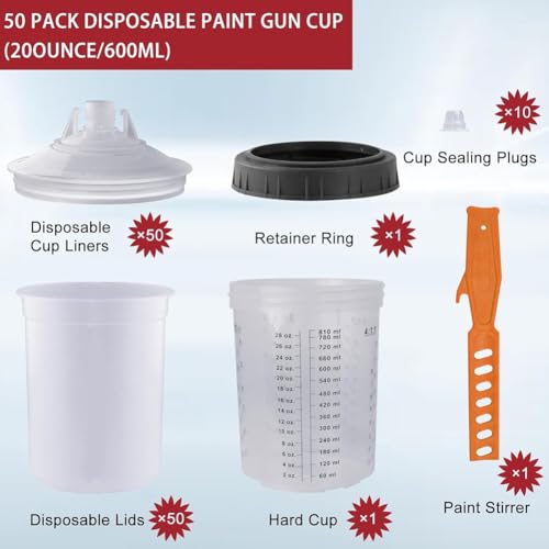 Kit tasse de peinture 20 onces gradué 600 ml haute résistance B - 5