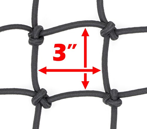 Powertye 15In X 30In Extreme Duty Cargo Net With 5Mm Premium Elastic - 3In X 3In Mesh And Rubber-Tipped Super Strong Metal Hooks - Black #TOP2