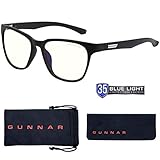 GUNNAR - Gaming and Computer Glasses - Blocks 35% Blue Light - Berkeley, Onyx, Clear Tint