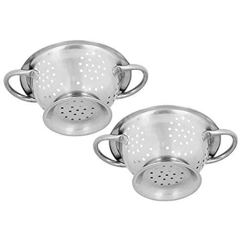 Kosma Juego de 2 coladores de doble mango de acero inoxidable, tamaño 24 cm y 28 cm | Colador de ensalada | Utensilios de cocina duraderos