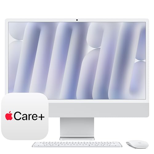 Apple 2024 iMac All-in-One Desktop Computer with M4 chip with 10-core CPU, 10-core GPU: Built for Apple Intelligence, 16GB Unified Memory, 512GB SSD Storage; Silver with AppleCare+ (3 Years)