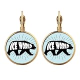 Pendientes colgantes de oro natural con diseño de oso de animal negro, sin perforación