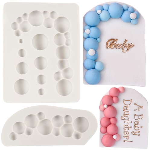 3D Pearl Fondant Mold Ball Pearl Semi Sphere Chocolate Silicone Molds For Cake Decoration Cupcake Topper Candy Sugar Lollipop Polymer Clay Gum Paste Set of 2