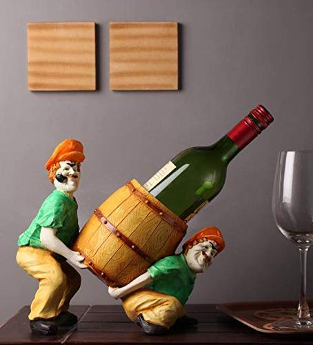 Karigaari 2 Men Holding Wine Bottle Holder Polyresine Showpiece (35.56 cm x 15.24 cm x 25.4 cm)