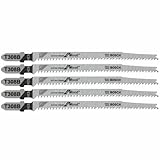 Bosch T308B 5-Piece 4-1/2 In. 12 TPI Extra Clean for Wood T-Shank Jig Saw Blades