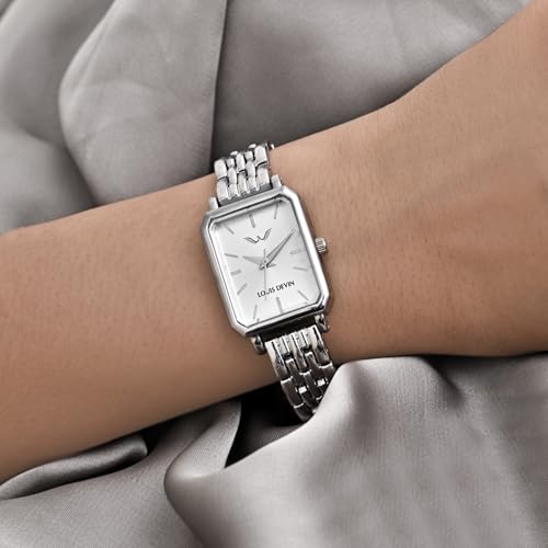 Image of LOUIS DEVIN Silver /Brown /Rose Gold Bracelet Metal Chain Analog Wrist Watch for Women (Blue /Green /Pink /Black /Silver /Brown /Rose Gold Dial) | LD-LS193-CH