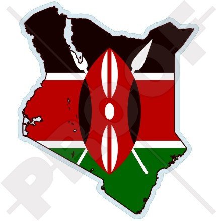 KENYA, Kenyan Map-Flag East Africa, AFRICAN 3.9" (83mm) Vinyl Bumper Sticker, Decal