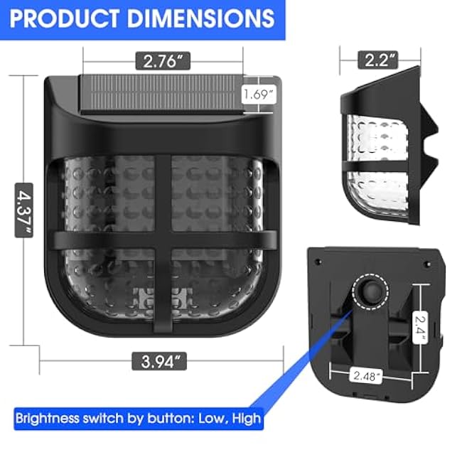 Energetic Solar Powered Garden Lights with Dusk to Dawn Sensors, Magnetic Solar Lights Outdoor, Waterproof, 3000K Warm White, LED Fence Lighting for Planter Raised Beds, FCC, Black, 3 Pack