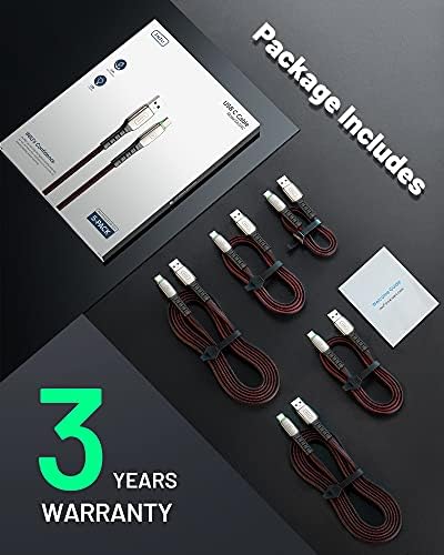 INIU [5 Pack] USB C Charger Cable (0.5+1+1+2+2m), USB-A to USB-C QC 3.0 Cable 3.1A Fast Charging for Samsung Galaxy S22 S21 S20 S10 S9 S8 Huawei P30 P20 Google Pixel,Xiaomi,Sony Xperia,Switch etc.