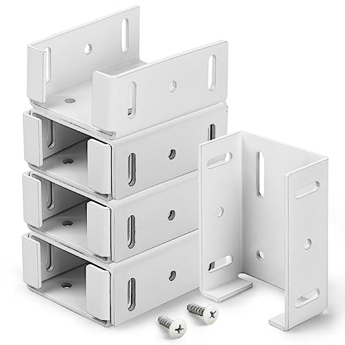 Heavy Duty 2-3/4 inches Rails Brackets Kit White Alluminum Fence Bracket for Vinyl Fencing Panel to Post Connection Metal Replacement for 2.75in Frail Plastic Brackets (White - Set 8)