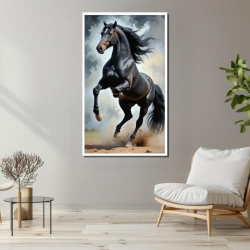 Art mural équestre étalon noir impression sur toile premium - 3