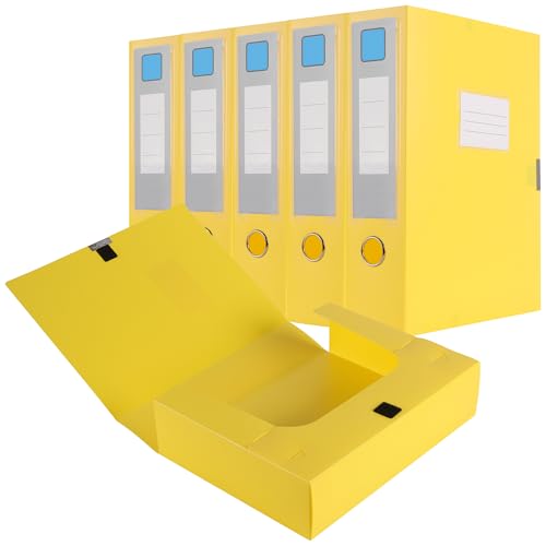 Boîte de classement pliable contre le manque de place avec dos large 75mm jaune