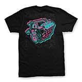 LSX HotRodsandMuscleCars Engine T-Shirt, Neon Vice Design (US, Alpha, Large, Regular, Regular, Black)