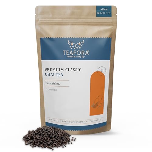 Image of TEAFORA Premium Classic Black Tea | Full Bodied, Strong Assam CTC Blended with 15% Whole Black Tea Leaves| Rejuvenating Everyday Chai - 500g
