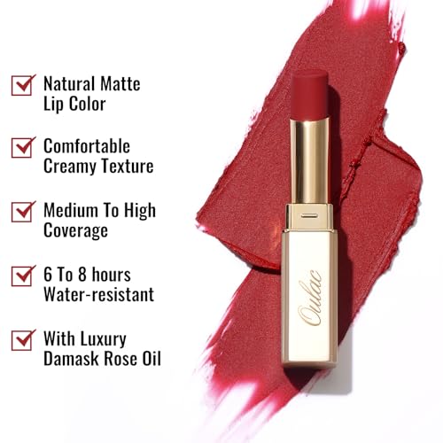 Image of Oulac Matte Red Lipsticks for Women, Silky Velvet Matte Lipstick, Soft Smooth Texture, High Impact Lip Color, Not Dry Lightweight Formula Infused with Vitamin E, Vegan&Cruelty Free RM03