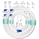 ESHIONG NSF-zertifizierte 0,6 cm und 1,9 cm Außendurchmesser. Wasserleitungsschlauch und Push-to-Connect-Armaturen für RO-Wasserfilter (Umkehrosmose), 30 Stück + 9,1 m 1/4 Zoll Wasserschlauch + 9,1 m