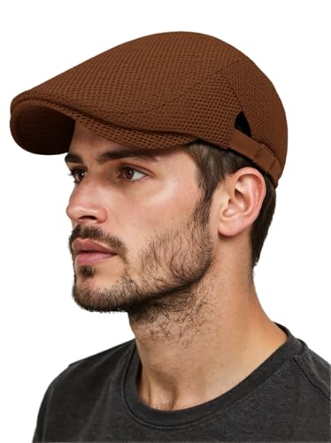 Boina masculina de malha ajustável boné de jornaleiro feminino vintage taxista Gatsby boné de verão