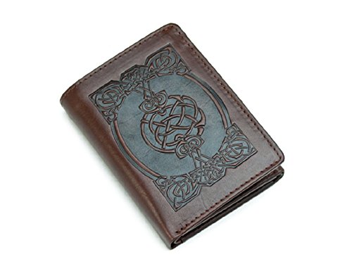 Biddy Murphy Irish Leather Wallet Brown Celtic Design Tri-Fold Made in Ireland