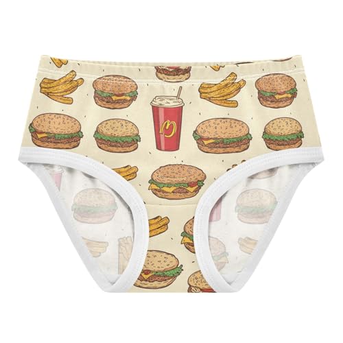 ZZKKO Fast Food and French Fries Hamburger Girls Underwear Toddler Panties for Girls Comfort Brief Size 8Y