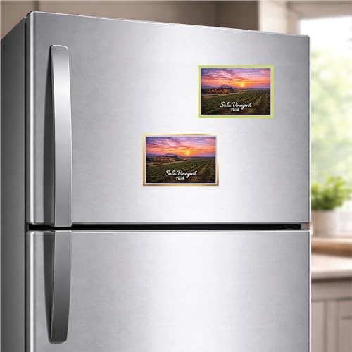 Image of Decorative Fridge Magnet with Glowing Border | Pack of 1 (Sula Vineyard, Nasik, 4x3 inch - Golden Border)