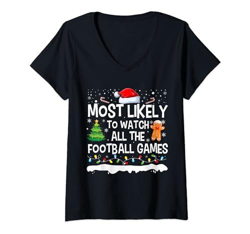 Lo más probable es ver todos los juegos de fútbol familia Navidad Camiseta Cuello V