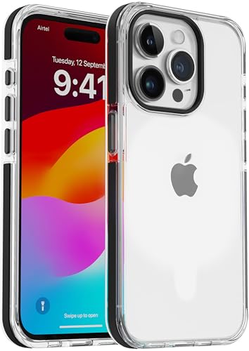 Image of Vaku Luxos Apex Series Back Cover Case for iPhone 15 Pro Max Metal Frame Camera Bump Scratch Resistant Slim Thin Military-Grade Protection - Black
