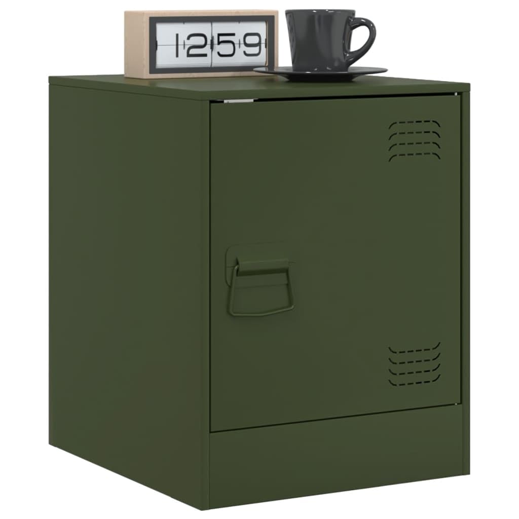 Table de chevet vert olive lot de 2 petite armoire chambre métal