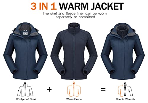 Camel Crown Women's Ski Jacket Waterproof 3 In 1 Winter Jacket Windproof Warm Fleece Hooded Snowboard Mountain Snow Coat #TOP1