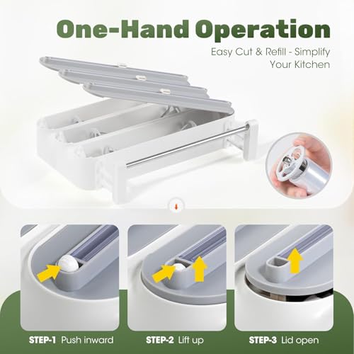 Image of DOCAT Foil Paper Cutter and Holder, 4 in 1 Magnetic Aluminum Foil and Plastic Wrap Organizer with Paper Towel Holder, Compatible with Cling Film, Tin Foil and Wax Paper (4 in 1)