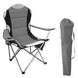 Spetebo Regiestuhl Deluxe bis 150 Kg belastbar mit Getränkehalter faltbar - anthrazit - Campingstuhl extra breit mit Armlehnen klappbar - Campingsessel Anglersessel für Camping Garten Angeln Festival