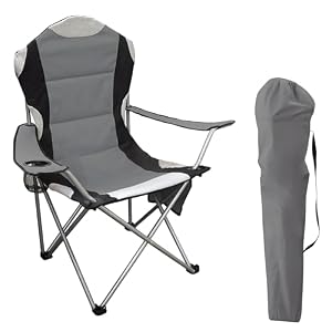 Spetebo Regiestuhl Deluxe bis 150 Kg belastbar mit Getränkehalter faltbar - anthrazit - Campingstuhl extra breit mit Armlehnen klappbar - Campingsessel Anglersessel für Camping Garten Angeln Festival