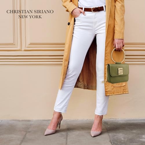 Image of Christian Siriano New York Women's Crossbody Bag Purse, Mini Flap Shoulder Handbag with Ring Handle and Chain Strap