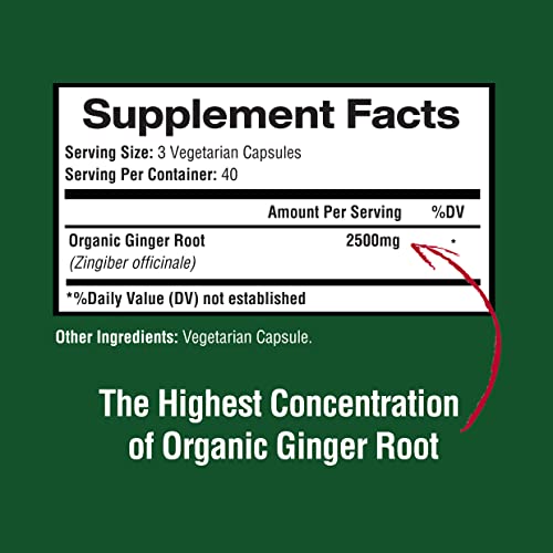 Happi Mi Nutrition Ginger Root Capsules Organic 2500Mg, Ginger Capsule, Ginger Supplement, Ginger Powder, Ginger Pills, Digestive Health Support, Immune Support, Stomach Support, 120 Veggie Capsules #TOP1