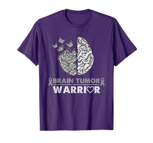 Brain Tumor Warrior Brain Tumor Awareness T-Shirt, Men, Purple, 3X-Large