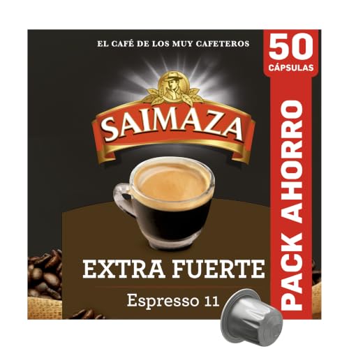 Saimaza Café Extra Fuerte | 50 Cápsulas | Intensidad 11, Compatible con máquinas Nespresso