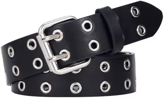 Black Studded Belt Punk Belt Rock Rivet Belts with Bright Pyramid Studded belt for Men/Women