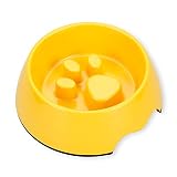 Payxuan Gamelle D'alimentation Lente pour Chien Chat,S-Jaune