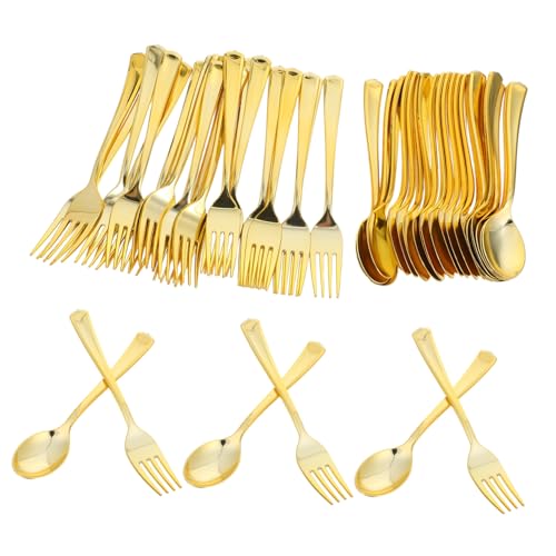 CLISPEED 120個使い捨てゴールド食器 高耐久ゴールドフォーク スプーン パー