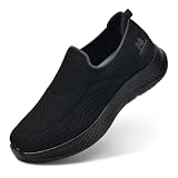 Women's Slip-On Walking Shoes Mesh Breathable Lightweight Casual Sneakers for Daily Gym Running Training Shoes (Black, Adult, Women, 8, Numeric, UK Footwear Size System, Medium)