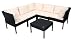 Produktbild DEGAMO Loungeset Catania, Stahl + Polyrattan schwarz, Polster cremefarben