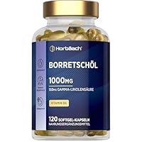 Borretschöl Kapseln 1000mg pro Softgel mit Vitamin B6 | 4 Monate Vorratt - 120 Stück | 168mg GLA | Hochdosiert | Starflower Oil | von Horbaach