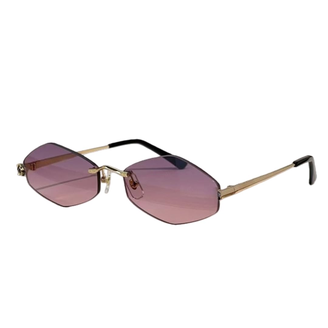Damen-Sonnenbrille, randlos, klein, Vintage-Metallrahmen