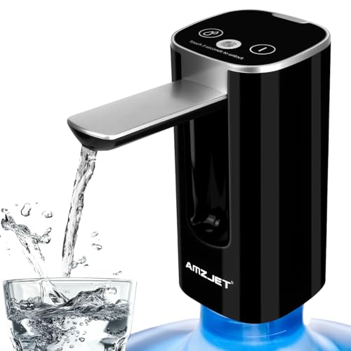 Water Dispenser for 5 Gallon Bottle with Digital Display, 4 Dispense Modes, Portable USB Charging Electric Water Pump, Foldable Spout, Food-Grade Water Jug Pump for Home, Office, RV, Campin(Black)