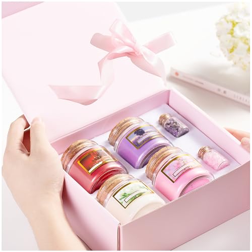 Scented Candle Gifts for Women, Natural Soy Wax Lavender x Rose x Cherry Blossoms x Jasmine Aromatherapy Candle, Handmade Birthday Gifts for Women for Her Luxury Relaxation Self Care Gift Ideas