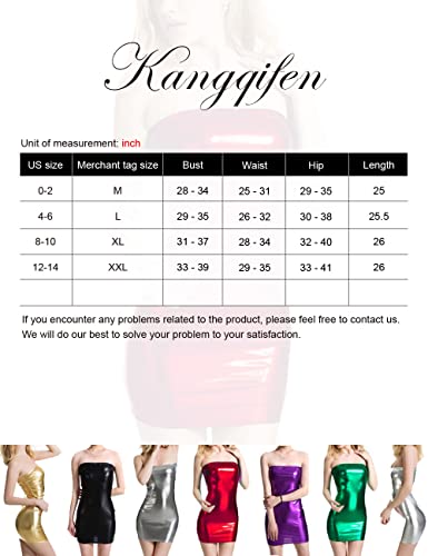 Kangqifen Women Sexy Shiny Metallic Strapless Tube Top Mini Bodycon Club Dress(Silver,0-2) #TOP3