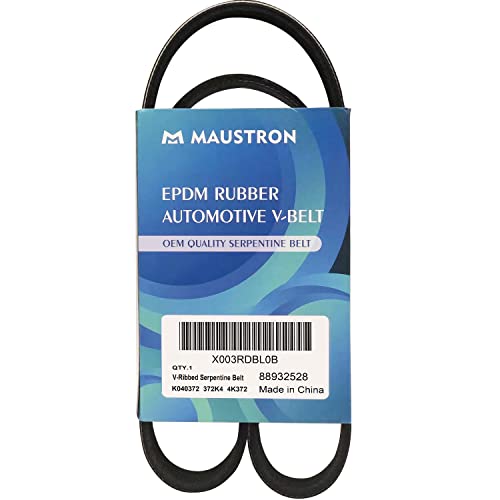 Maustron 4K372 Serpentine Belt High Performance V-Ribbed Serpentine Belt Flexible Wear Resistance Heavy Duty Drive Belt Replacement