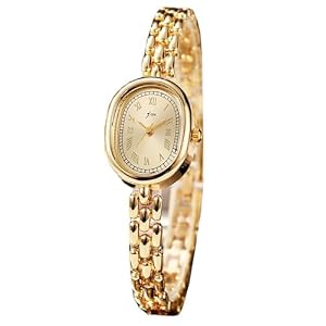 PASOY Women’s Bracelet Watch Small Face – Elegant Oval Quartz Analog Wristwatch with Metal Link Band, Gold & Silver Options, Slim Roman Numeral Dial Dress Watch for Ladies